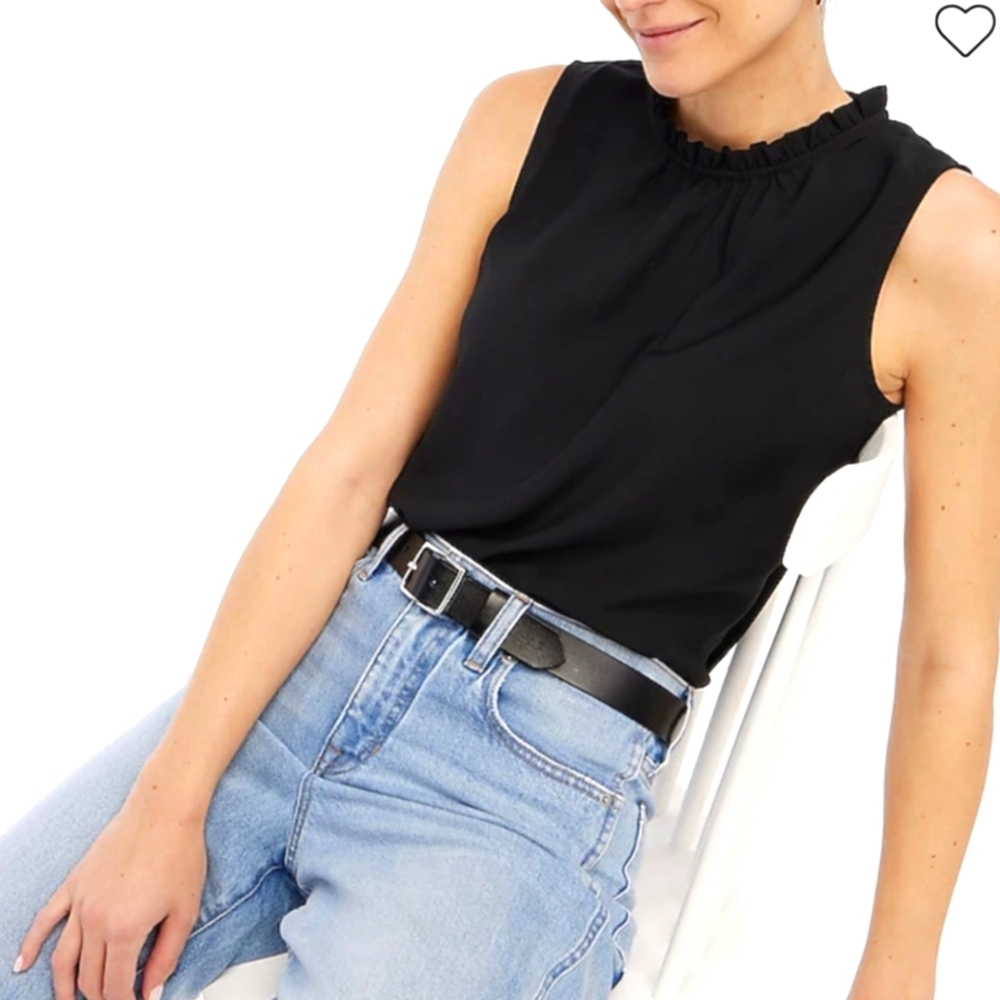 J. Crew Ruffleneck Sleeveless Top Black Size Small